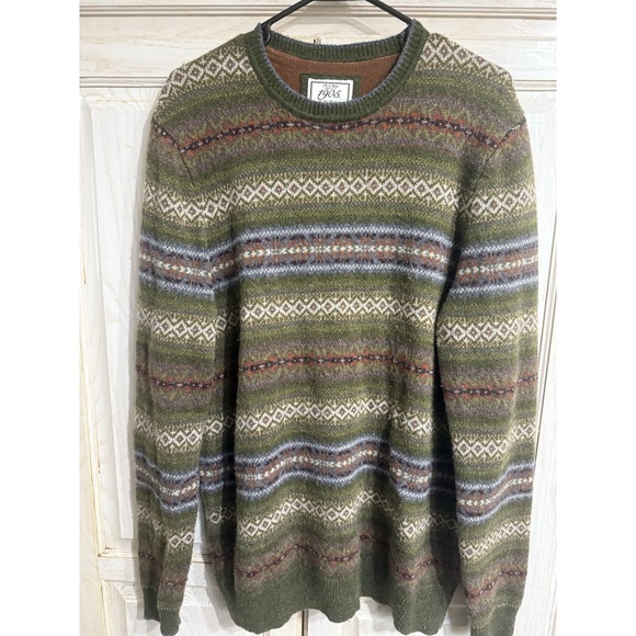 VTG Jos. A. Bank 1905 Men's XL Sweater‎ Lambs Wool Blend Fair Isle Knit Pullover - Picture 1 of 8